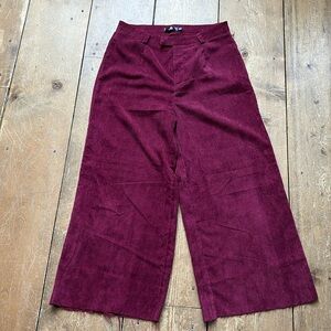 Missguided Burgandy Wide Peg Corduroys
